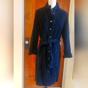 Travelsmith belted black suede duster/shirt dress. Size S. $30